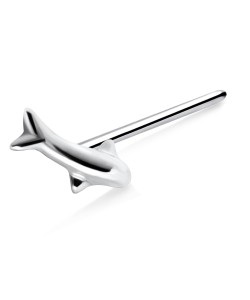 Polished Fish Silver Straight Nose Stud NSKA-84